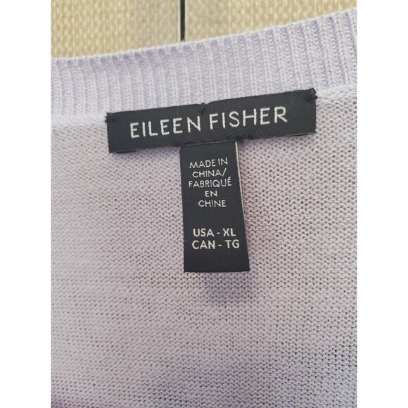Eileen Fisher Purple Organic Linen/Cotton Long Sleeve Pullover Sweater Size XL - Picture 3 of 5